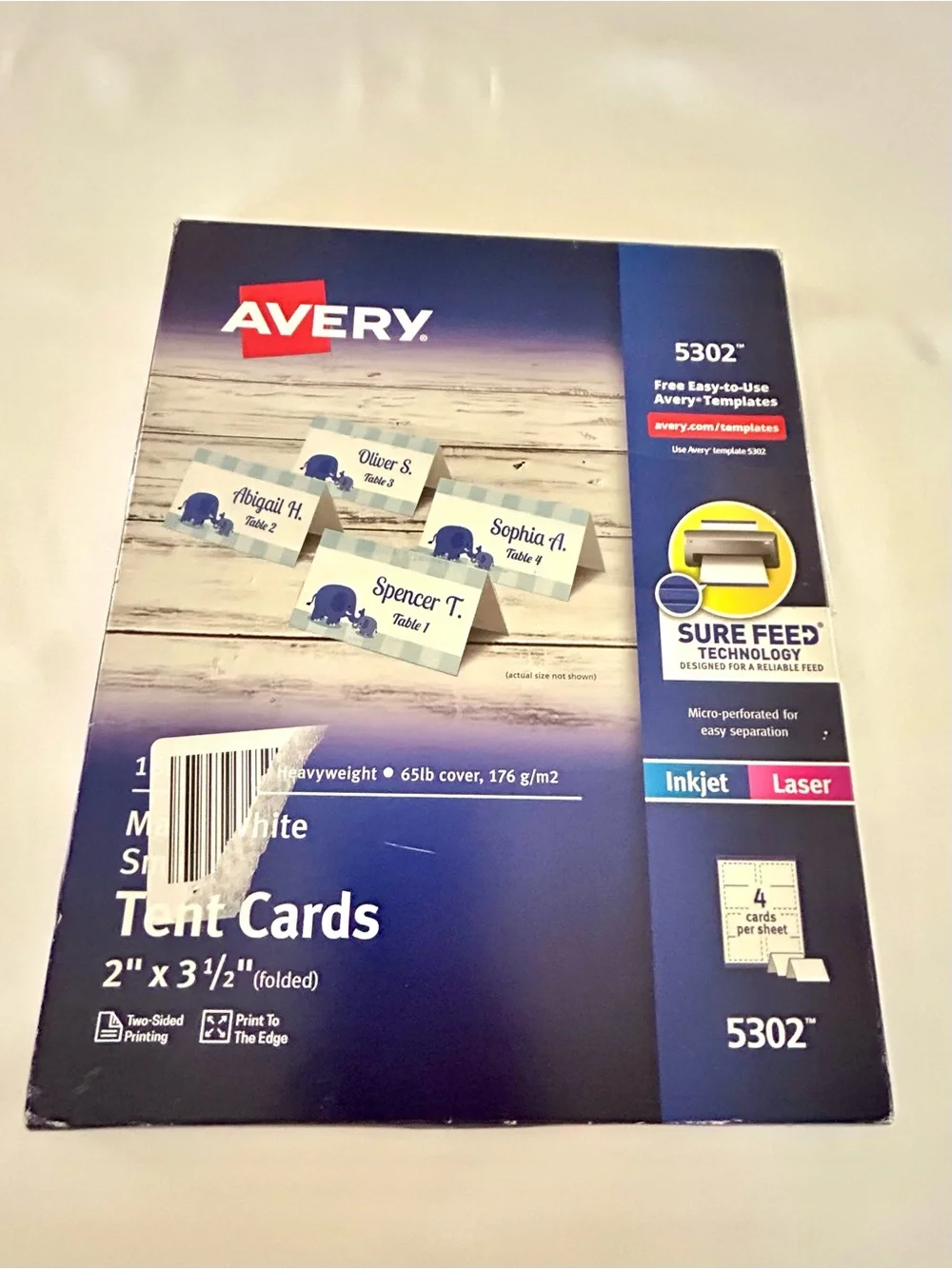 Avery Matte White Tent Card Pack 160